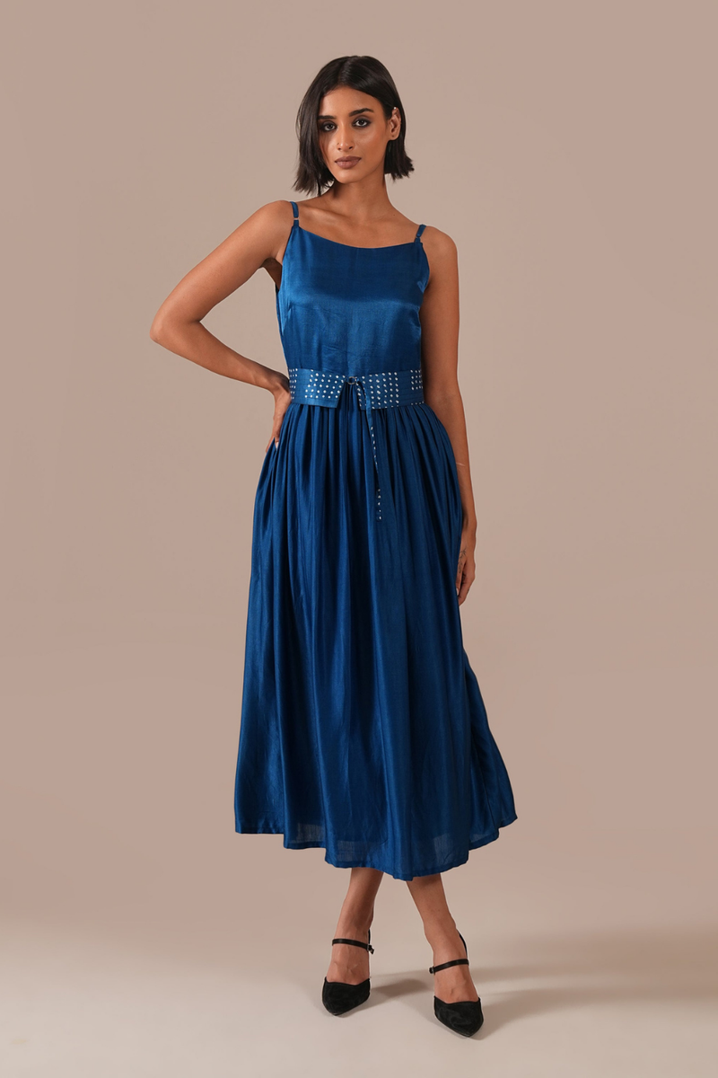 SILK SONATA DRESS silk Buy SILK SONATA DRESS from C&W | Dresses for Women by Indigo Dreams in blue color for women in Singapore