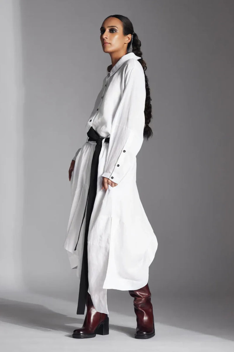 Aspen Skirt in Linen-White linen by Chola in white color for women in Singapore