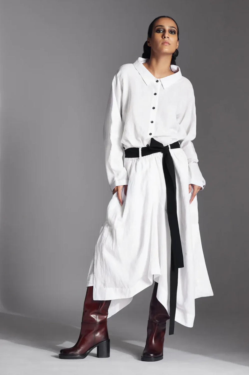 Aspen Skirt in Linen-White linen by Chola in white color for women in Singapore