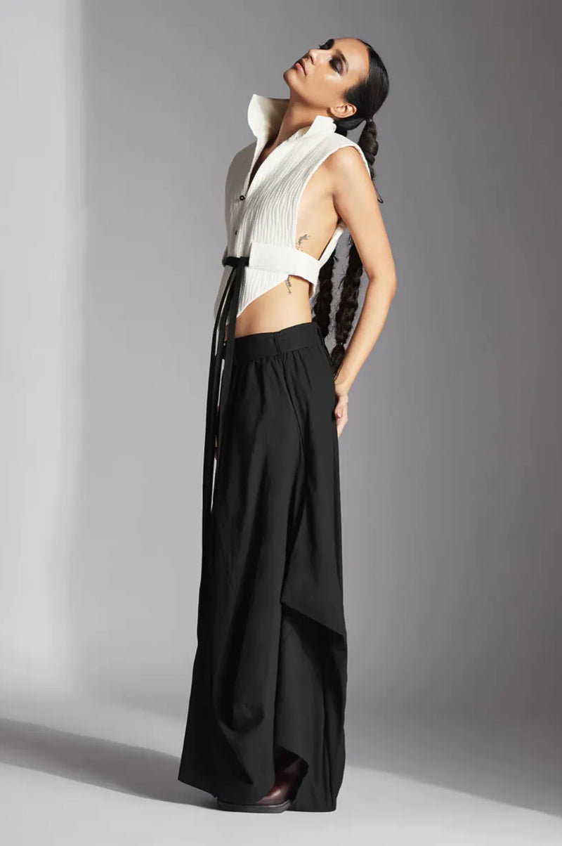 Aspen Skirt-Black poplin by Chola in black color for women in Singapore