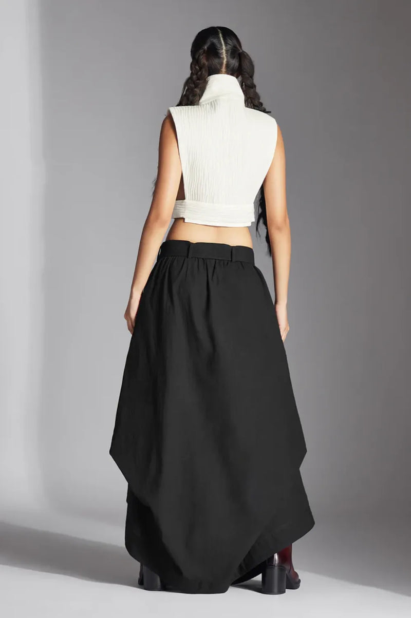 Aspen Skirt-Black poplin by Chola in black color for women in Singapore
