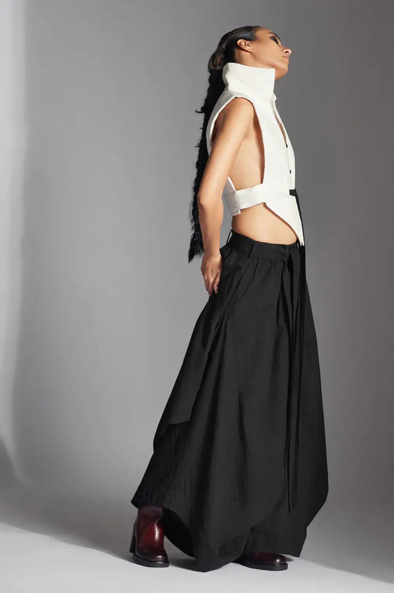 Aspen Skirt-Black poplin by Chola in black color for women in Singapore