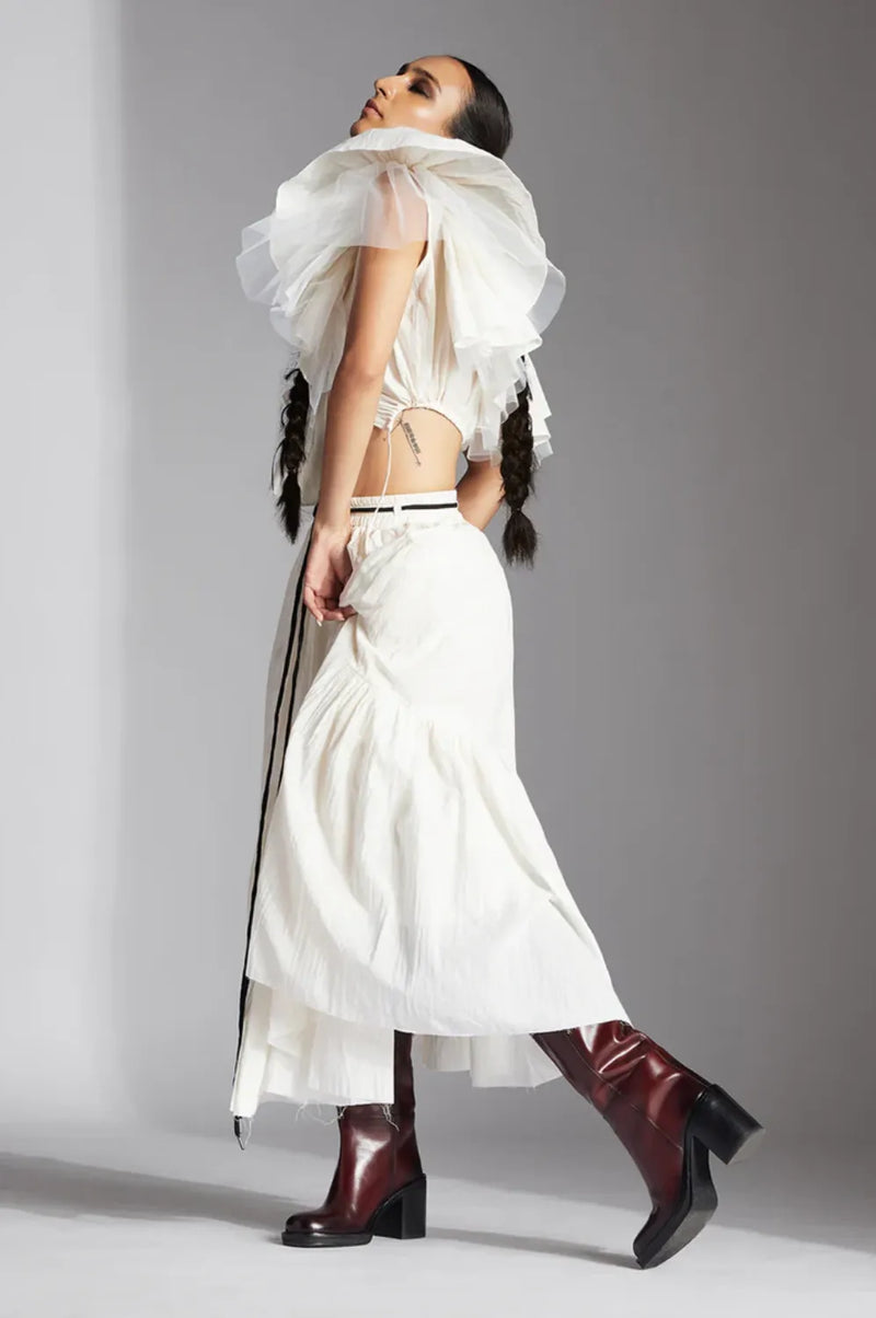 Lira Skirt-White cotton by Chola in white color for women in Singapore