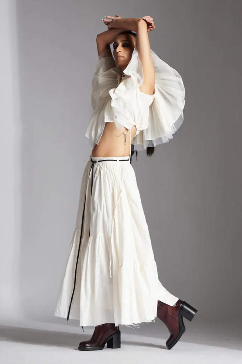Lira Skirt-White cotton by Chola in white color for women in Singapore