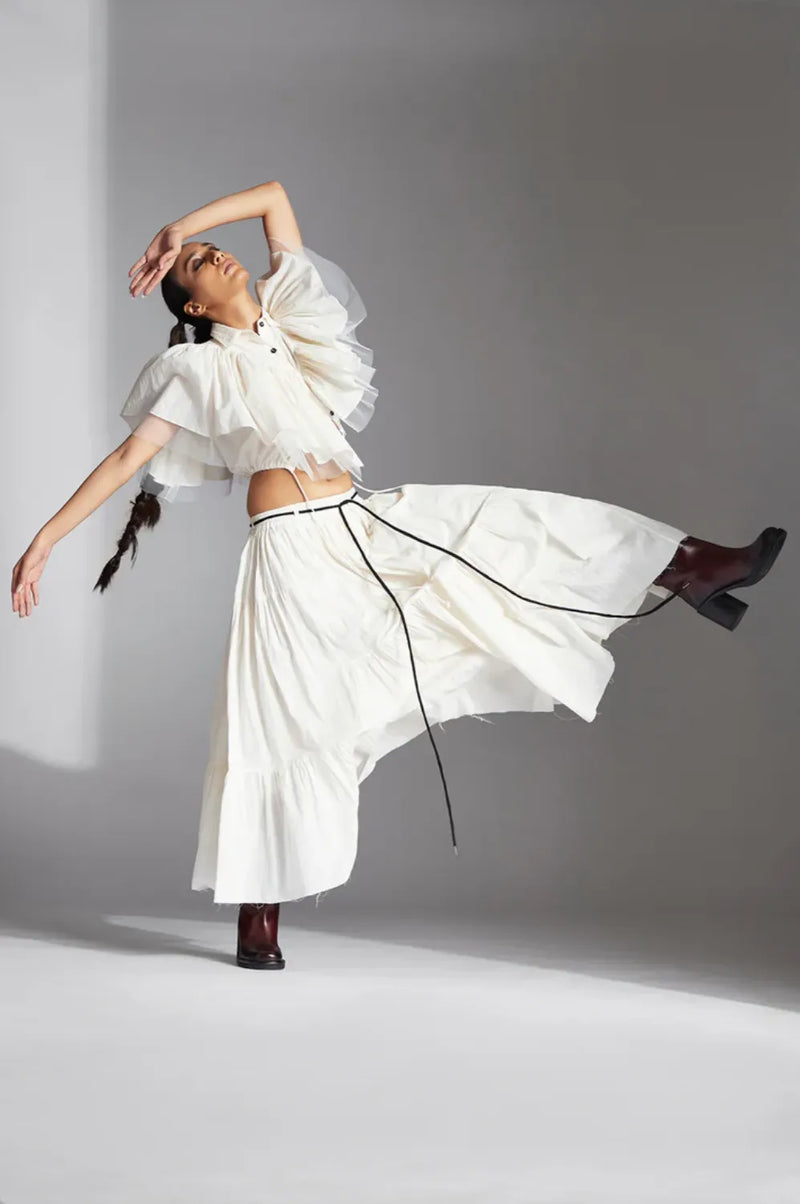 Lira Skirt-White cotton by Chola in white color for women in Singapore