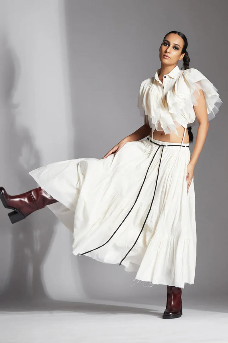 Lira Skirt-White cotton by Chola in white color for women in Singapore