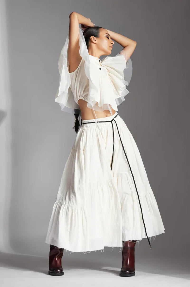 Lira Skirt-White cotton by Chola in white color for women in Singapore