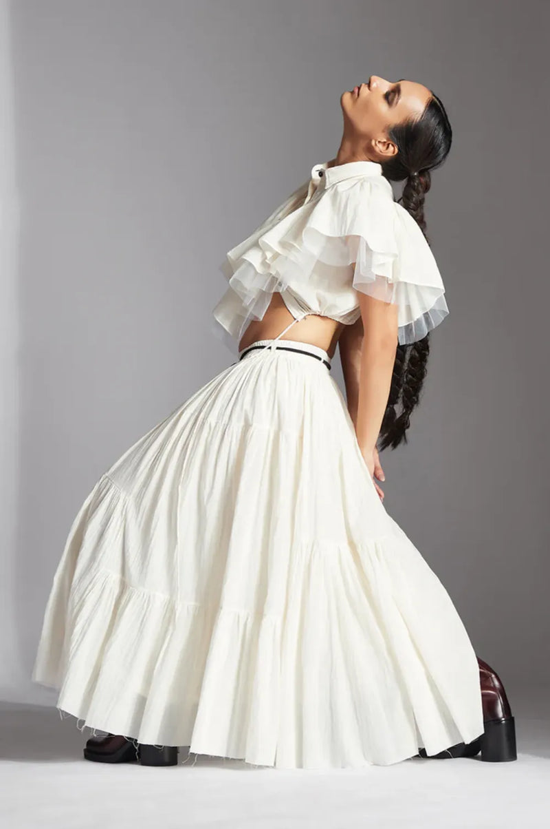 Lira Skirt-White cotton by Chola in white color for women in Singapore