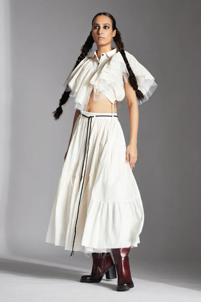 Lira Skirt-White cotton by Chola in white color for women in Singapore