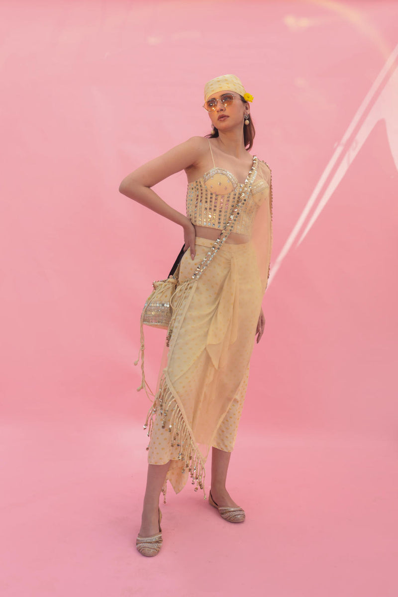 Yami Lemon Blouse Set with Skirt & Cape