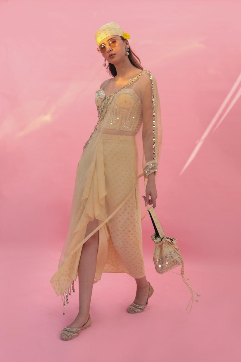 Yami Lemon Blouse Set with Skirt & Cape