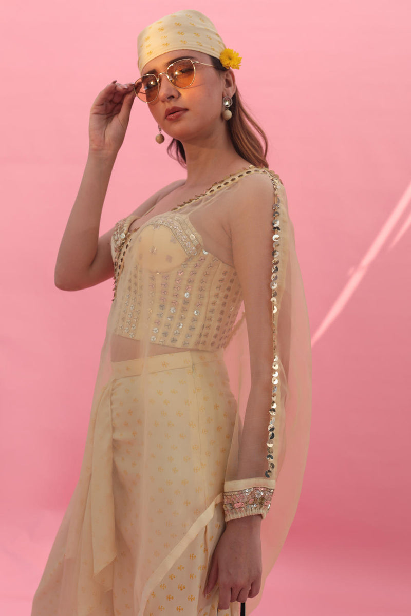 Yami Lemon Blouse Set with Skirt & Cape