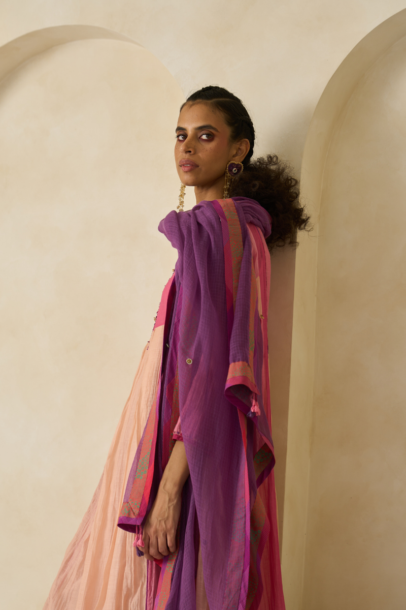 Sky Kurta cotton by SWATTI KAPOOR in pink color for women in Singapore