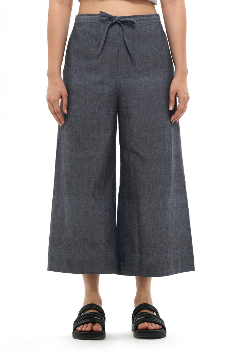 KIRI PALAZZO 100% cotton by Translate - Handwoven Ikat in blue color for women in Singapore