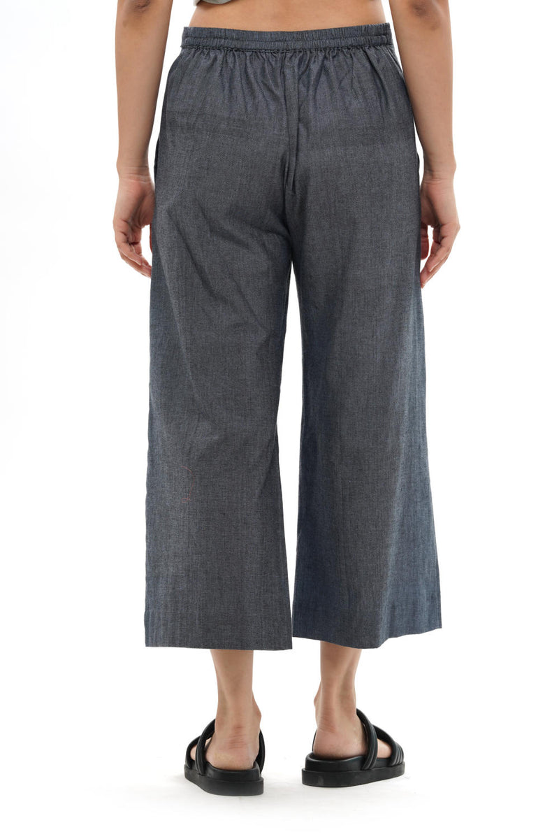 KIRI PALAZZO 100% cotton by Translate - Handwoven Ikat in blue color for women in Singapore