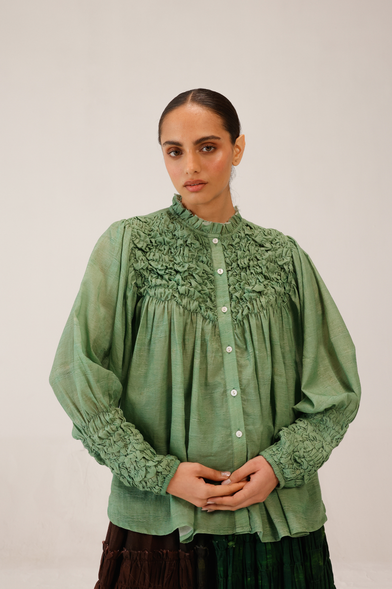 SMOCKED SHIRT - MINT cotton by CORD for women in Singapore