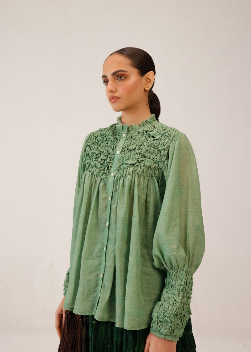SMOCKED SHIRT - MINT cotton by CORD for women in Singapore