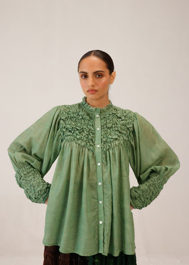 SMOCKED SHIRT - MINT cotton by CORD for women in Singapore