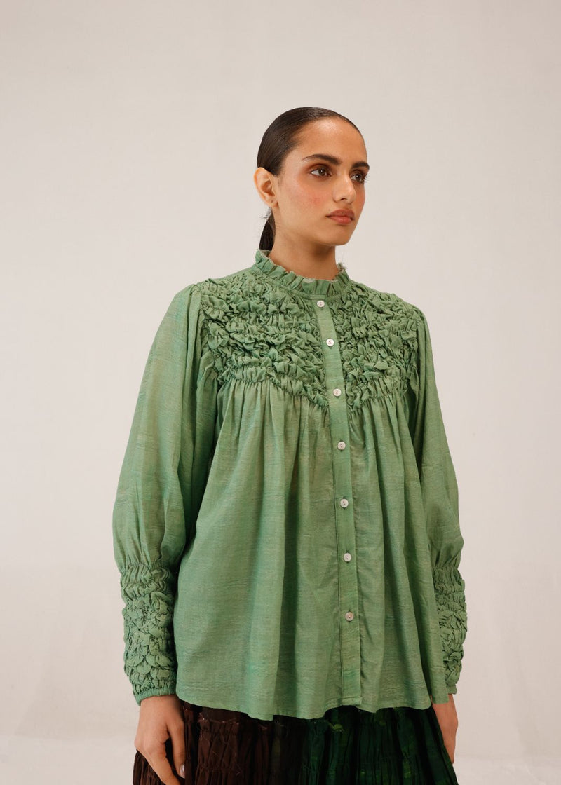 SMOCKED SHIRT - MINT cotton by CORD for women in Singapore
