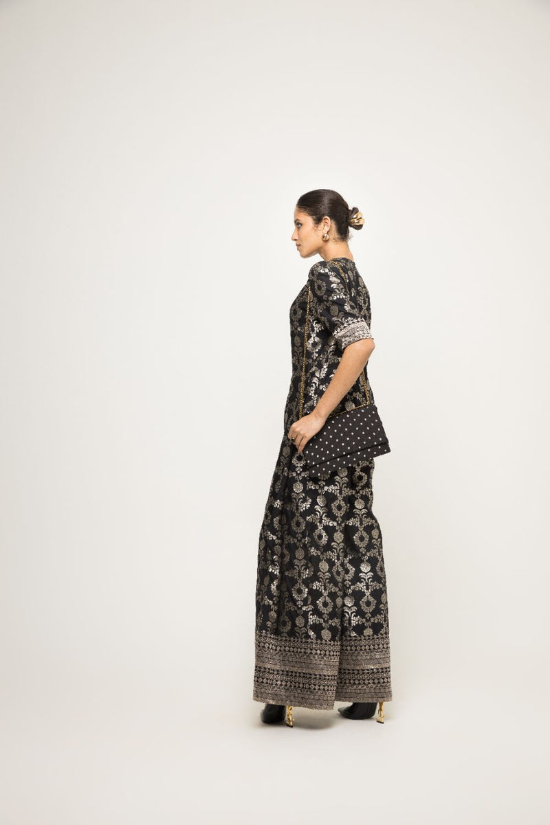 Maya- Statement Brocade Jumpsuit - Black