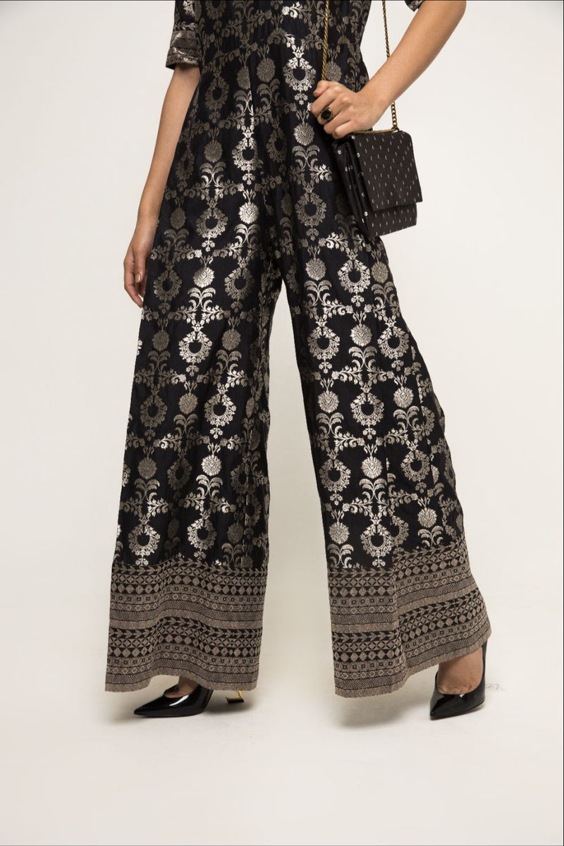 Maya- Statement Brocade Jumpsuit - Black