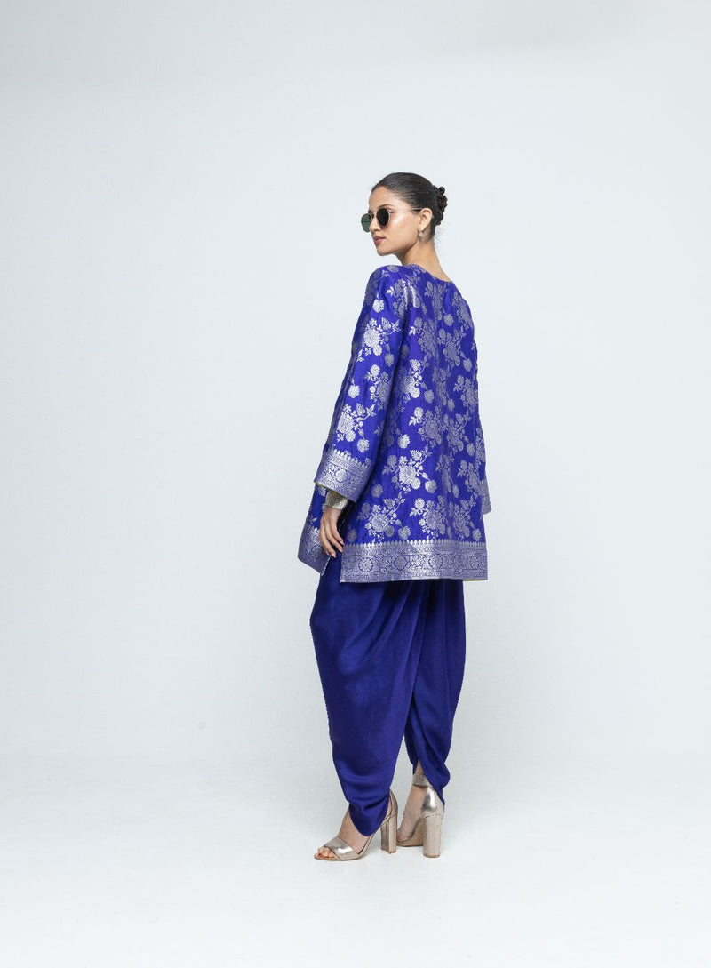 Gul - Floral Brocade kurta with Dhoti - Blue