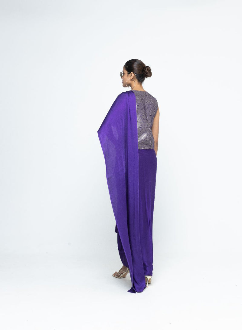 Kiara - Statement Waistcoat saree - Purple