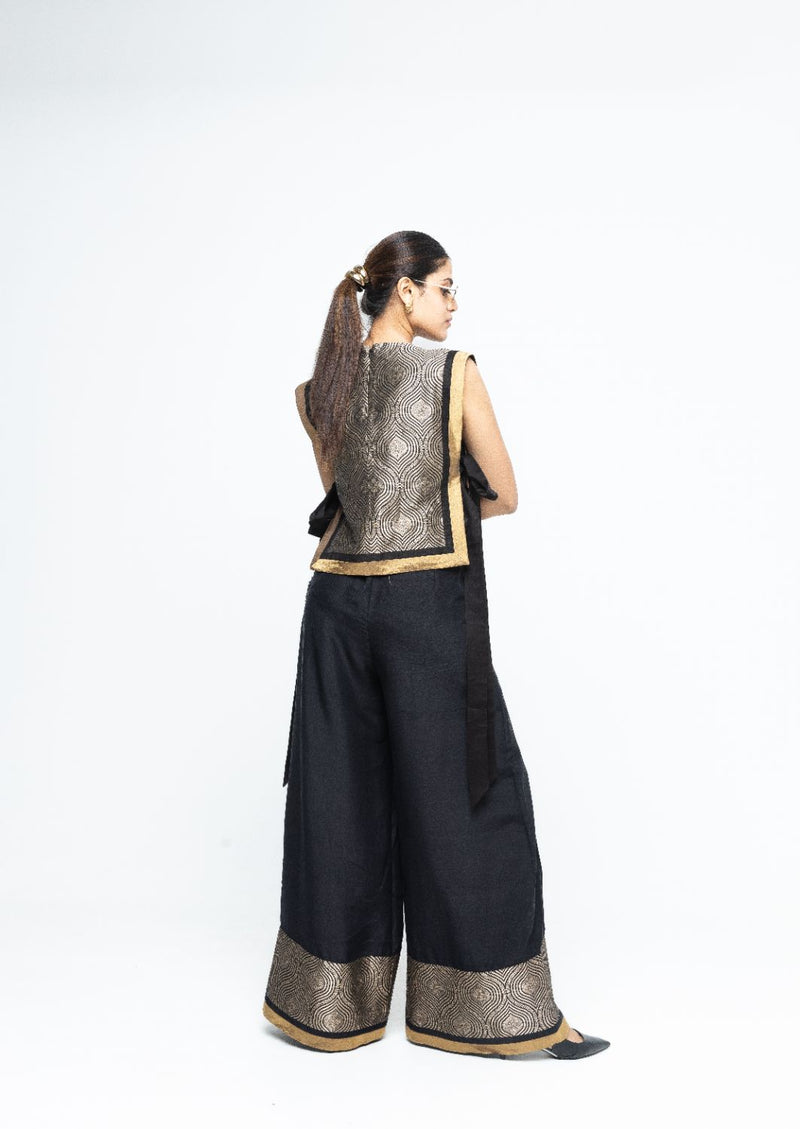 Miri - Brocade Bib with Pant Set - Black