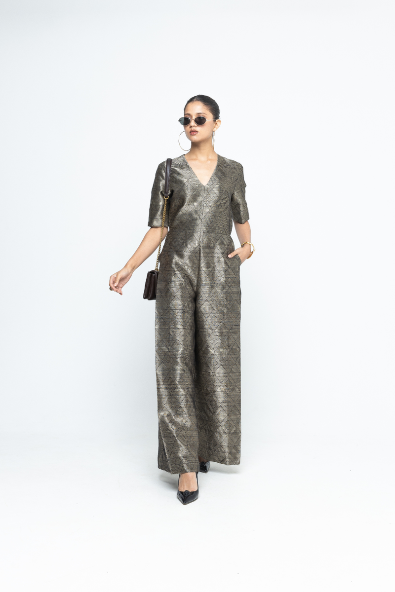 Sera - Black Metallic Jumpsuit - Black