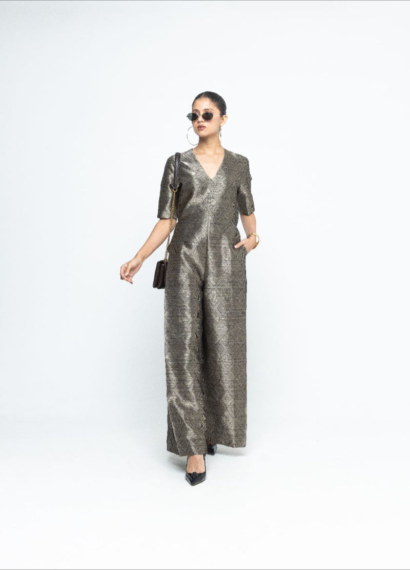 Sera - Black Metallic Jumpsuit - Black