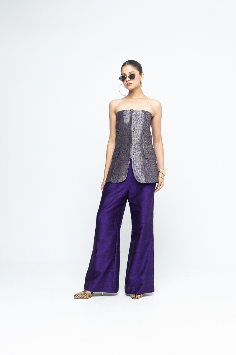 Tiya - Purple Tube Jacket set - Purple