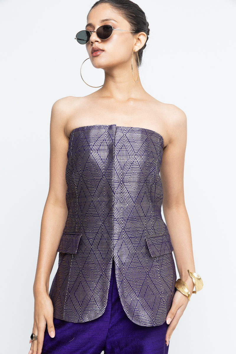 Tiya - Purple Tube Jacket set - Purple