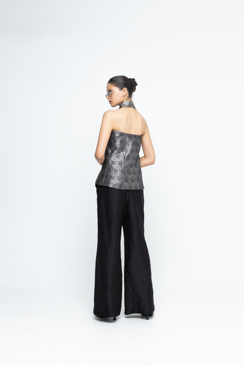 Dela - Strapless Brocade Top and Pants - Black