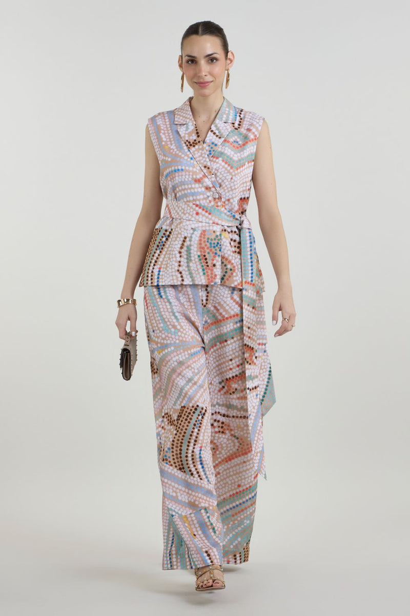 Daphne Blazer Set linen co-ord set by SOBARIKO in multicolor for women in Singapore