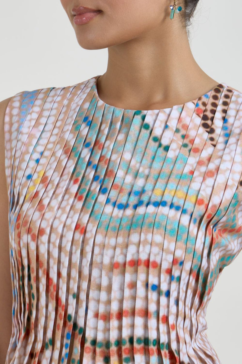 Daphne Accordian Skirt Set linen co-ord set by SOBARIKO in multicolor for women in Singapore