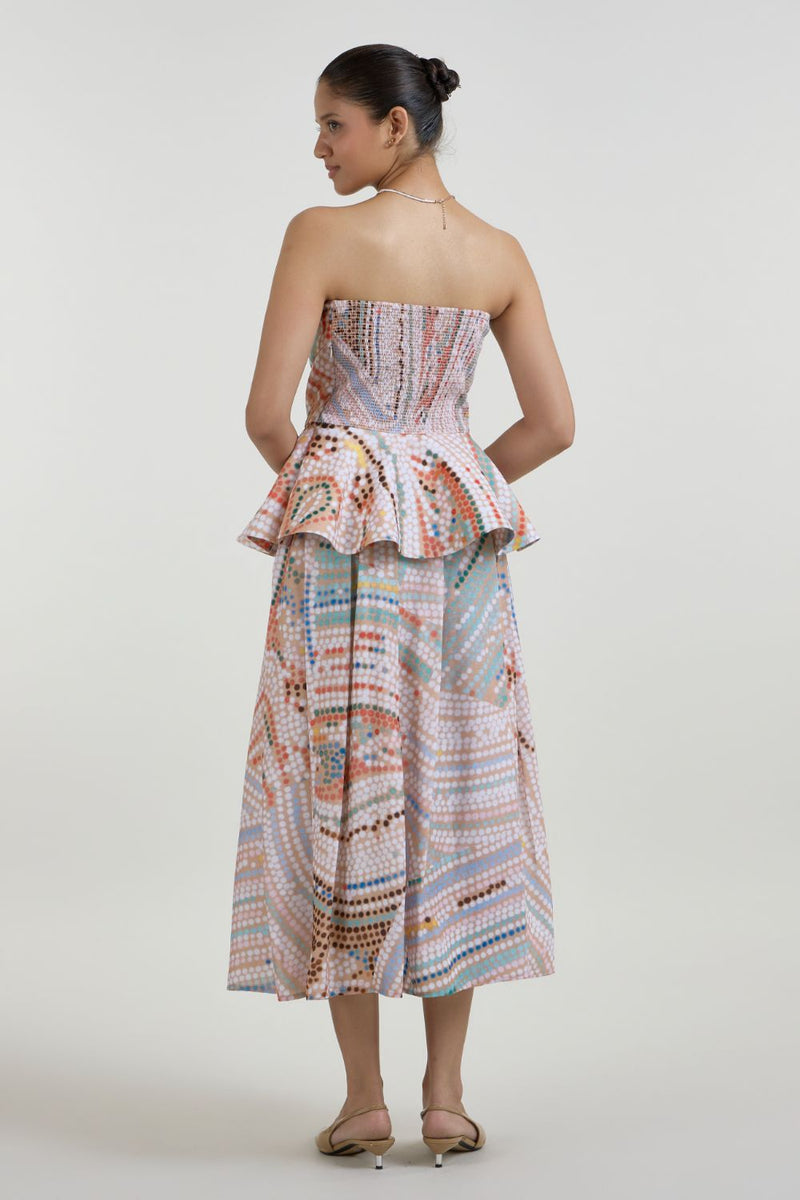 Daphne Peplum Skirt Set linen co-ord set by SOBARIKO in multicolor for women in Singapore