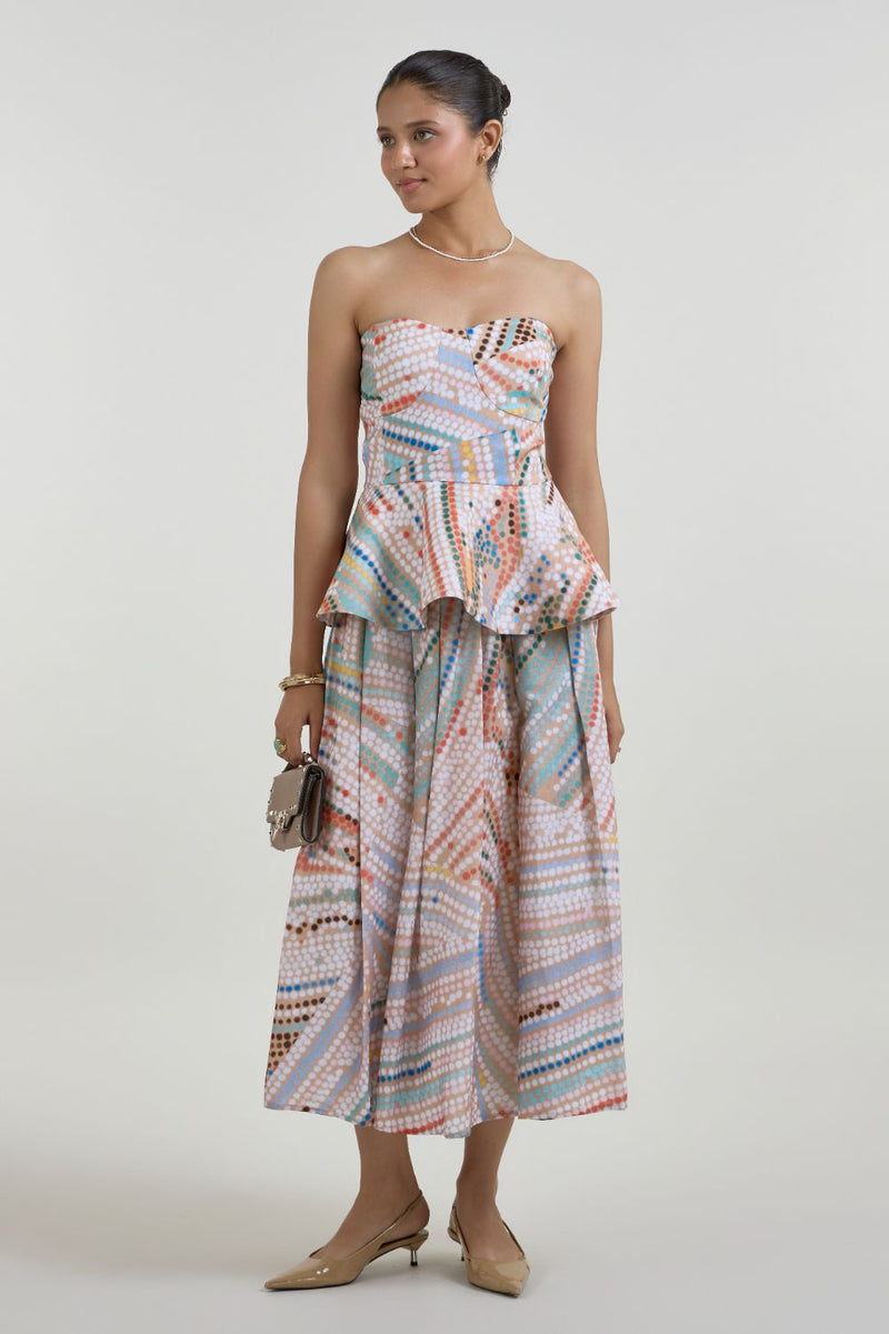 Daphne Peplum Skirt Set linen co-ord set by SOBARIKO in multicolor for women in Singapore
