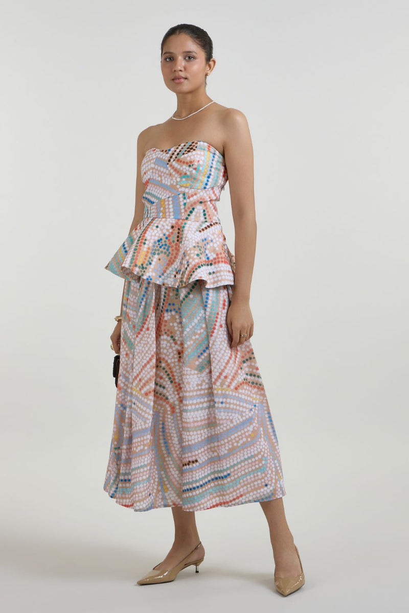 Daphne Peplum Skirt Set linen co-ord set by SOBARIKO in multicolor for women in Singapore