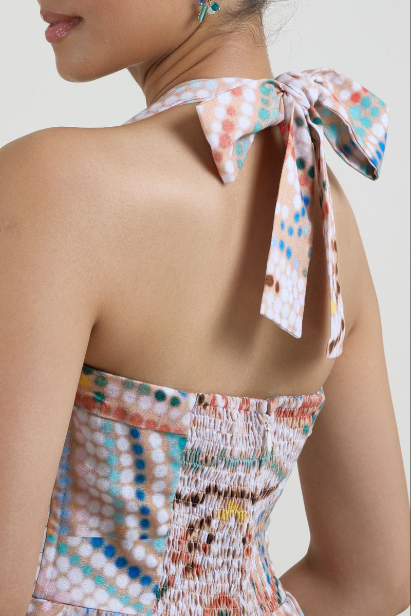 Daphne Halter Dress linen dress by SOBARIKO for women in Singapore