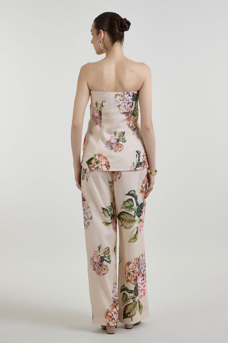 Hazel Strapless Set linen co-ord set by SOBARIKO in light yellow for women in Singapore