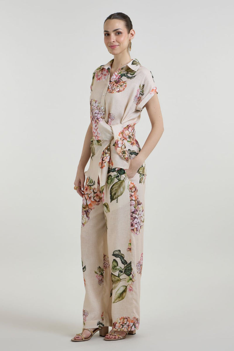 Hazel Twist Co-ord Set linen co-ord set by SOBARIKO in light yellow for women in Singapore
