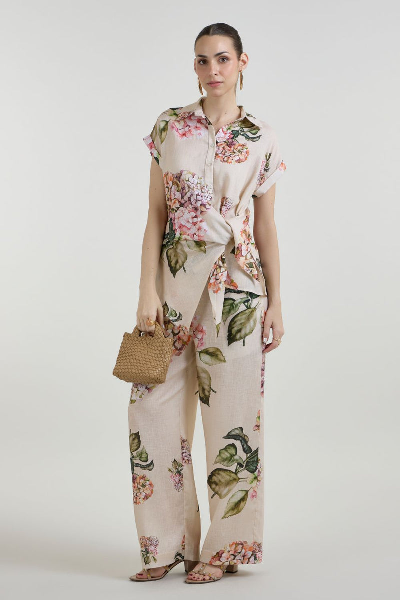 Hazel Twist Co-ord Set linen co-ord set by SOBARIKO in light yellow for women in Singapore