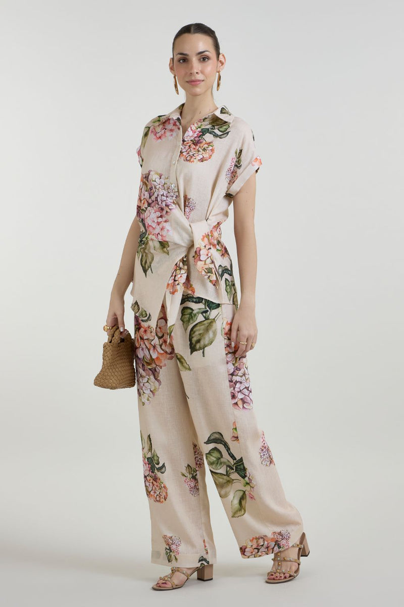Hazel Twist Co-ord Set linen co-ord set by SOBARIKO in light yellow for women in Singapore