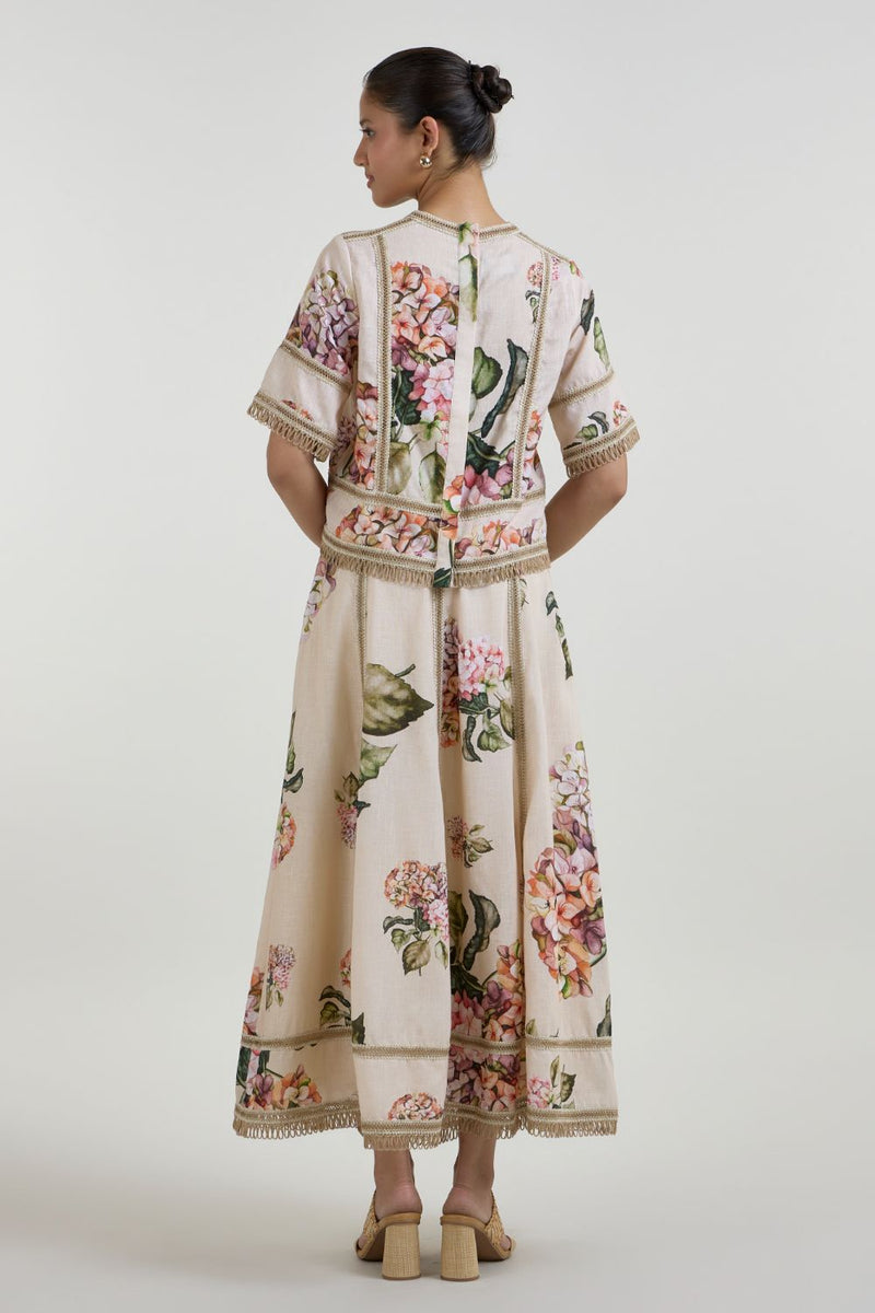 Hazel Raafia Skirt Set linen co-ord set by SOBARIKO in light yellow for women in Singapore