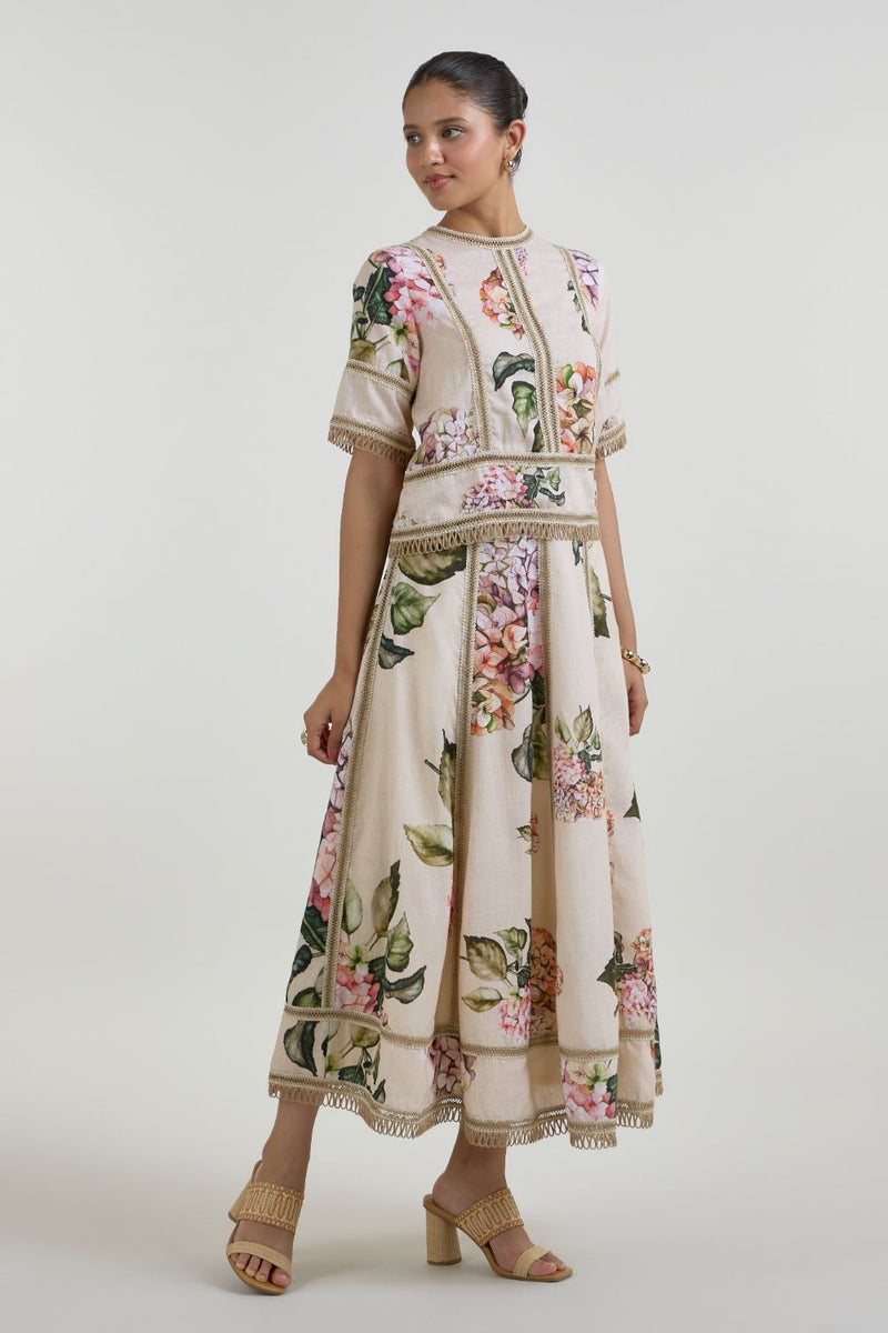 Hazel Raafia Skirt Set linen co-ord set by SOBARIKO in light yellow for women in Singapore