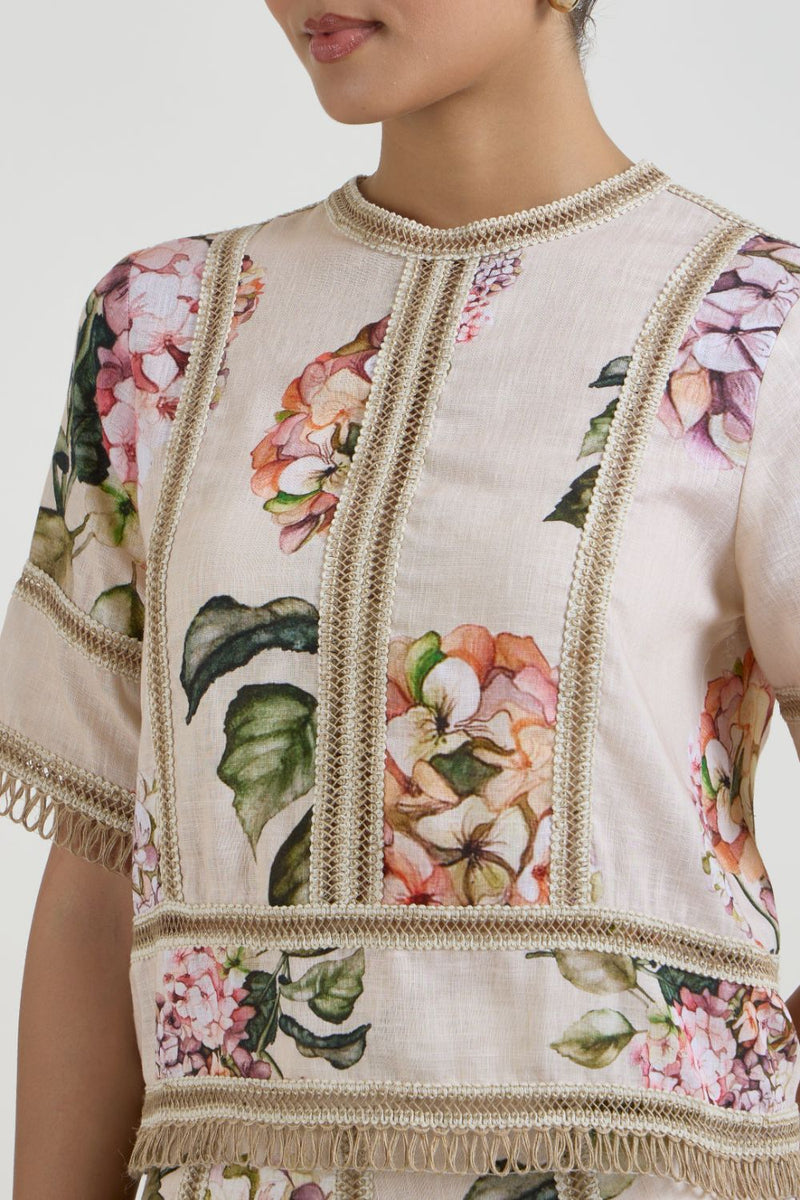 Hazel Raafia Skirt Set linen co-ord set by SOBARIKO in light yellow for women in Singapore