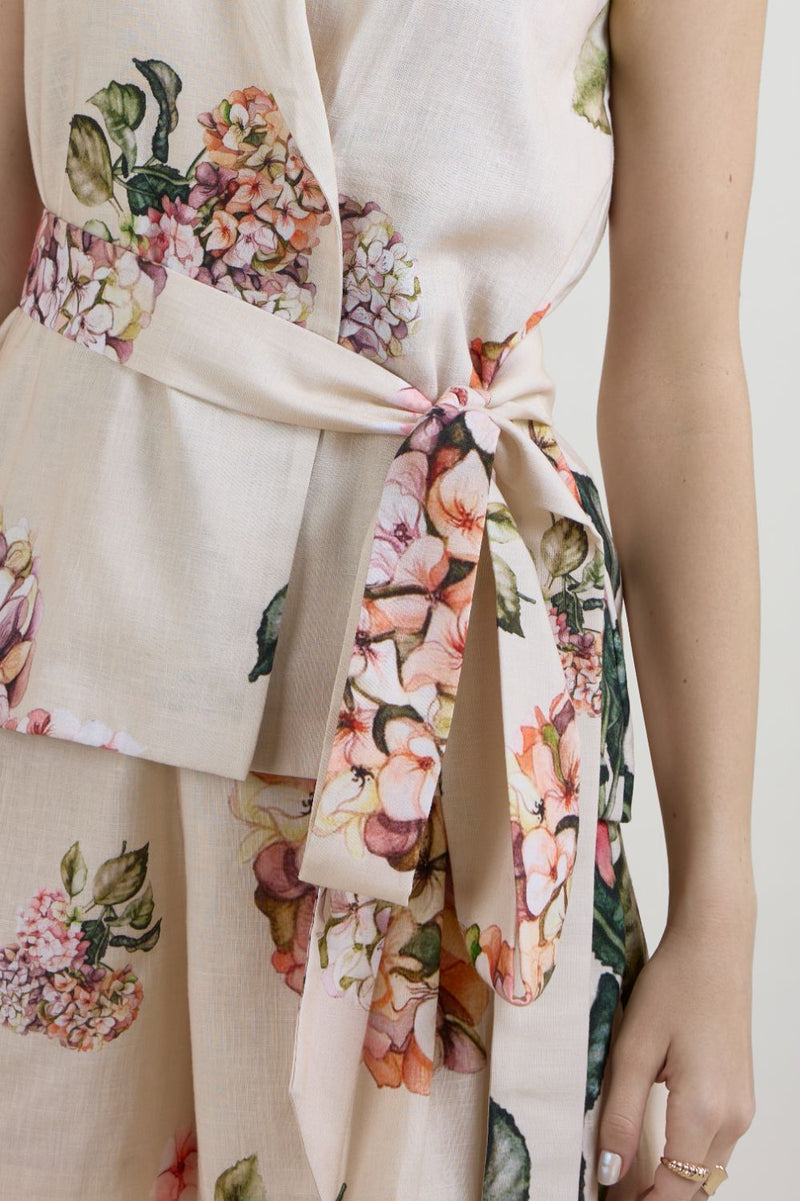 Hazel Blazer Shorts Set linen co-ord set by SOBARIKO in light yellow for women in Singapore