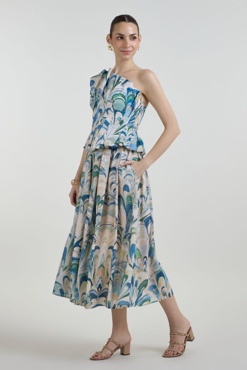 Penelope Fanfare Set linen co-ord set by SOBARIKO in beige for women in Singapore