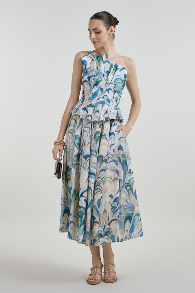 Penelope Fanfare Set linen co-ord set by SOBARIKO in beige for women in Singapore