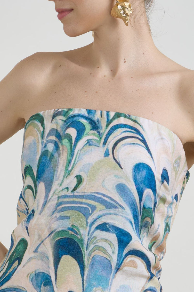 Penelope Strapless 2-1 Dress linen dress by SOBARIKO for women in Singapore
